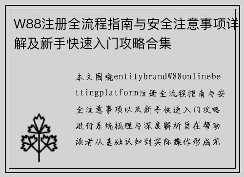 W88注册全流程指南与安全注意事项详解及新手快速入门攻略合集 W88注册全流程指南与安全注意事项详解及新手快速入门攻略合集
